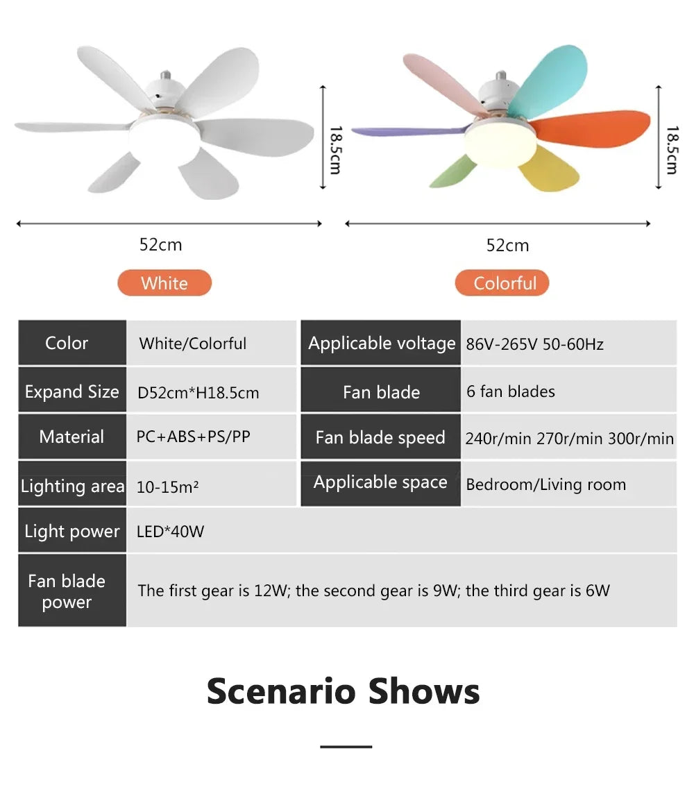 Silent Wind Speed Of 20.5/16.5in Remote Control Ceiling Fans Modern LED Fan Light With Adjustable Wind Speed In Three Levels.